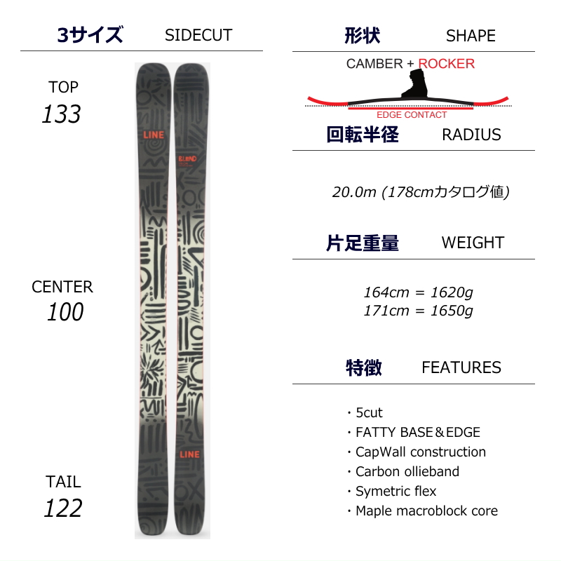 LINE BLEND[185cm/100mm幅]23-24 フリースキー オールマウンテン