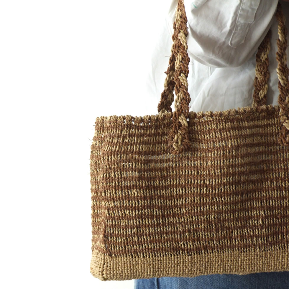 福島奥会津編み組細工 ヒロロ細工 ヒロロ モワダのバッグ2 : おまめ