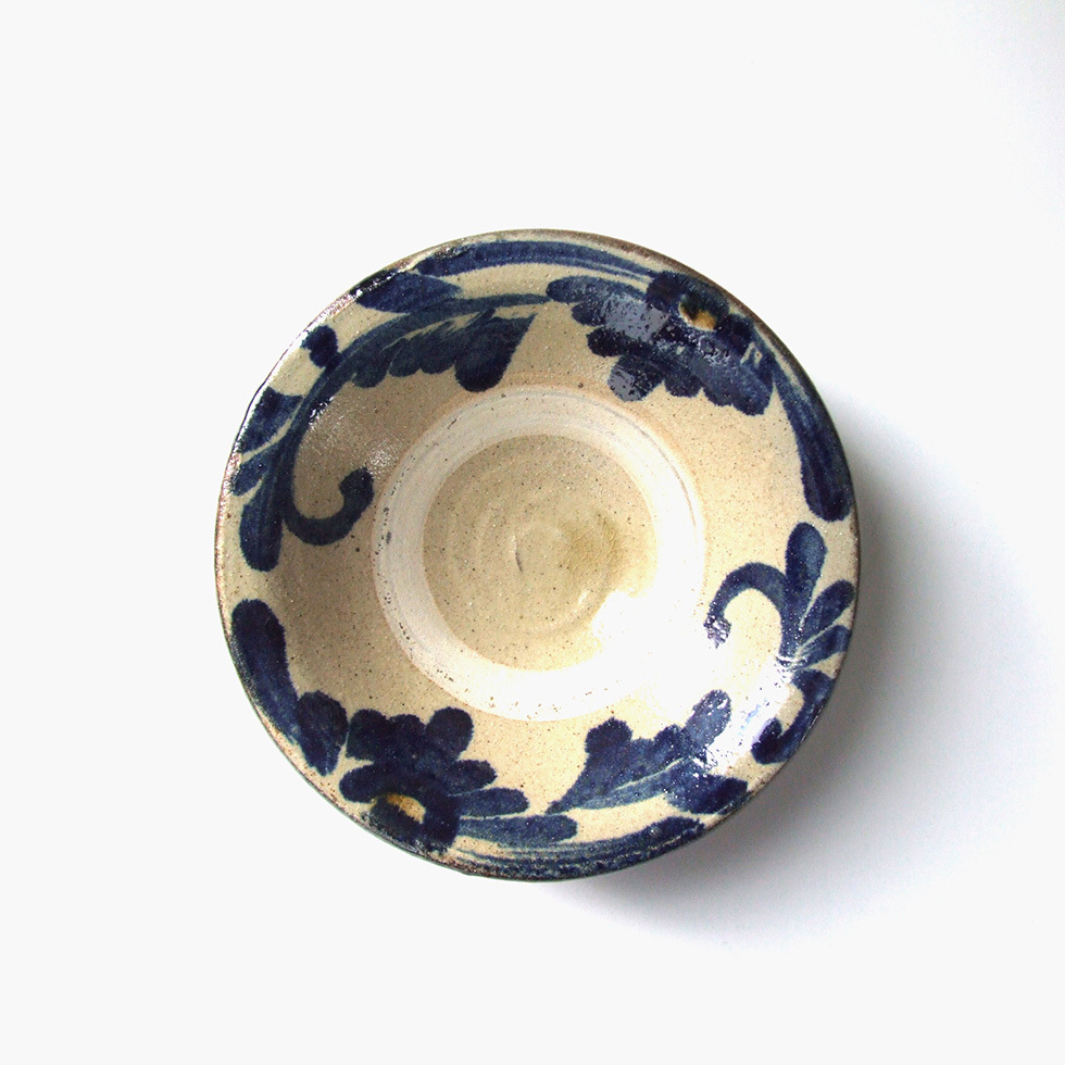 やちむん 民藝 読谷山焼 北窯 宮城正享 7寸皿 中皿 呉須唐草 : おまめ