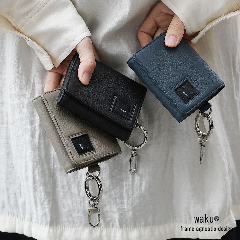 waku（ワク） ミニ財布 三つ折り財布 ユニセックス 本革 小銭入れあり