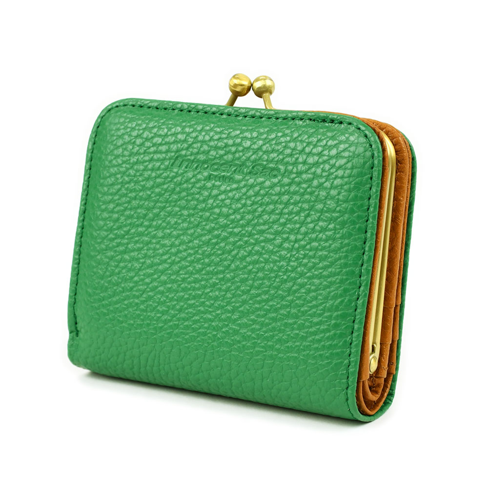 がま口 二つ折り財布 box型小銭入れ レディース 日本製 本革