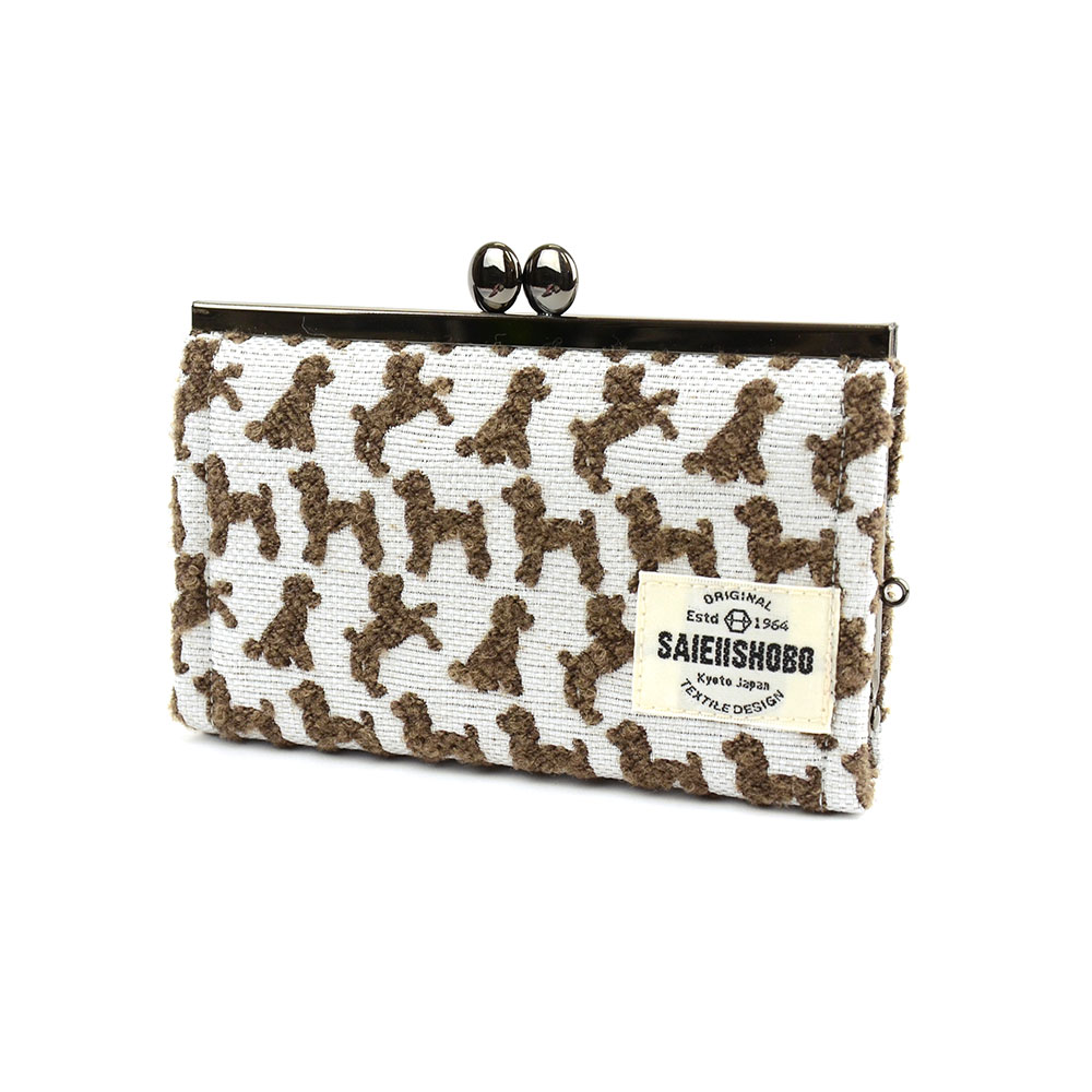 犬のがま口カードケース Lサイズ DOGS 西陣織 日本製 ミニ財布 犬柄