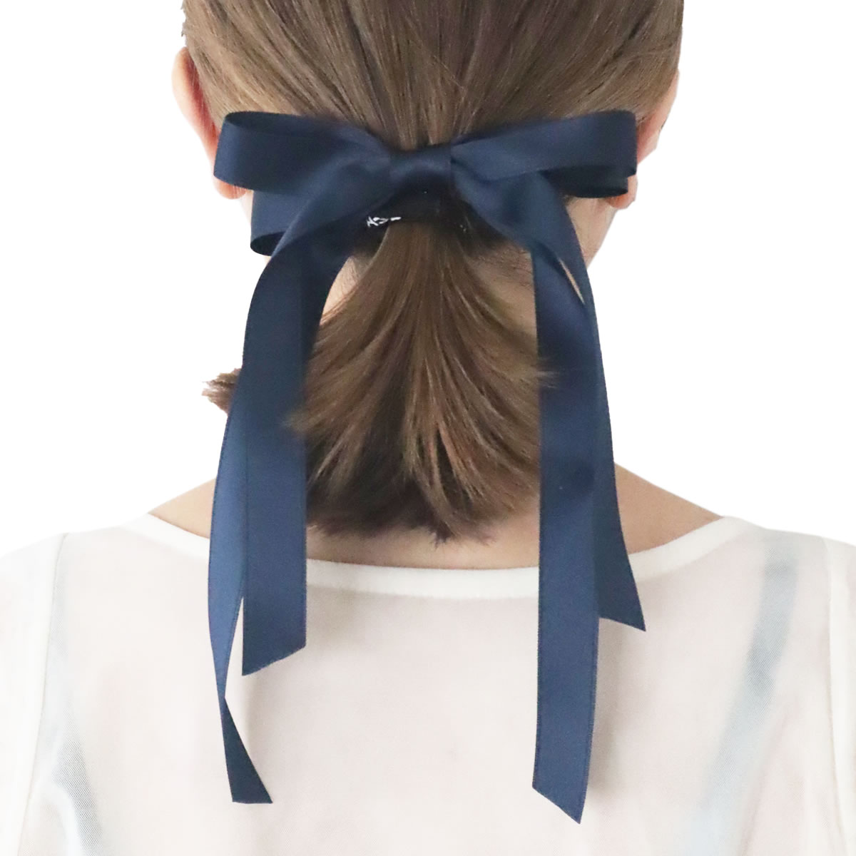 リボン バレッタ ヘアゴム ポニーフック サテン ヘアアクセサリー 髪