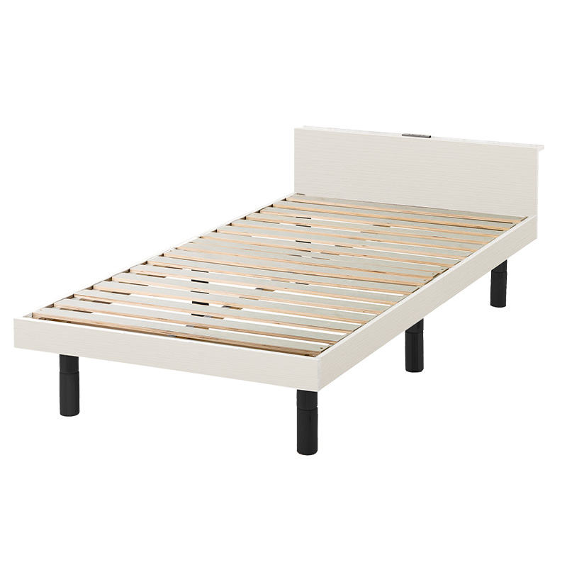 ベッド すのこベッド シングル ベッドフレーム 収納 3段高さ調節 宮棚