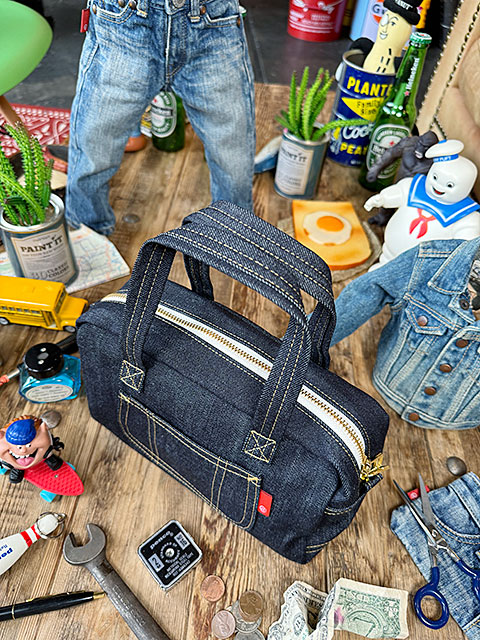 アライヤン デニム ミニ ボストンバッグ （インディゴ） 岡山産デニム