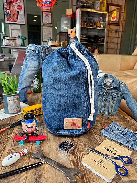 アライヤン デニム 巾着 （Lサイズ） 岡山産デニム MADE IN JAPAN