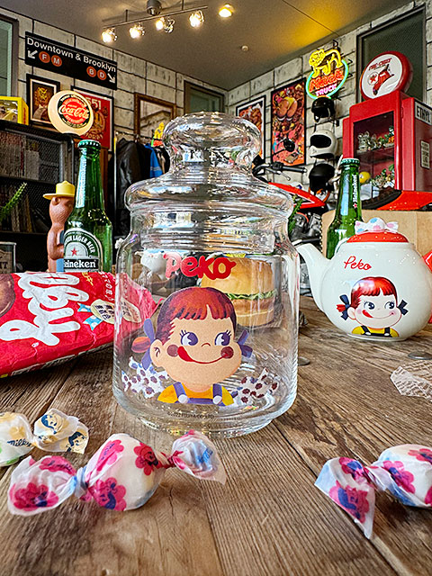 不二家 ペコちゃん キャンディポット 500ml ガラスキャニスター