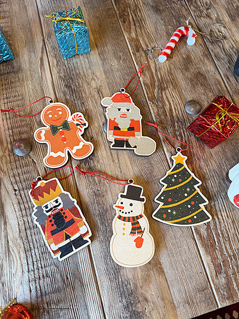 クリスマス ウッドオーナメント （5個セット） □ アメリカン雑貨