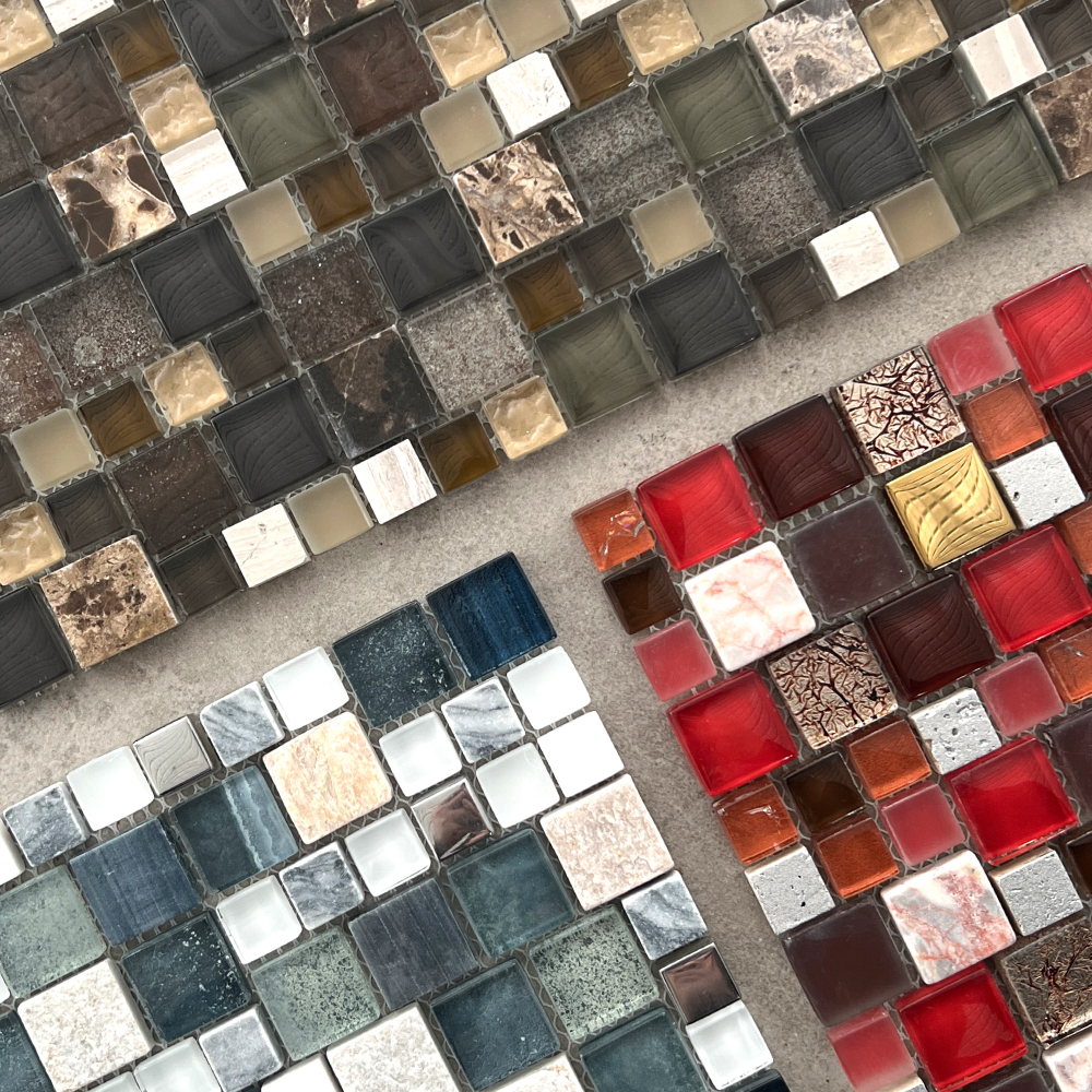 タイルシート 洗面 キッチンタイル モザイク ガラス グレー