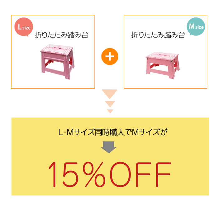 2サイズセット 踏み台 折りたたみ Lサイズ Mサイズ ステップ スツール
