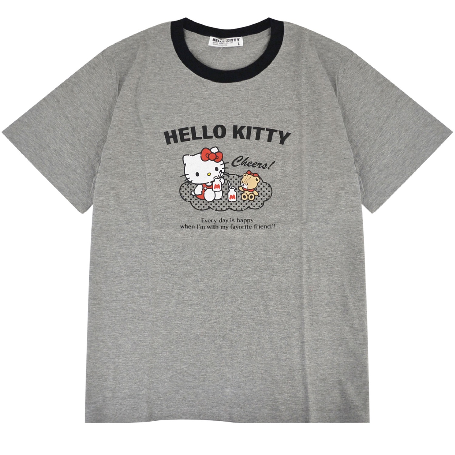 ハローキティ Tシャツ 半袖 プリント トップス リンガーネック