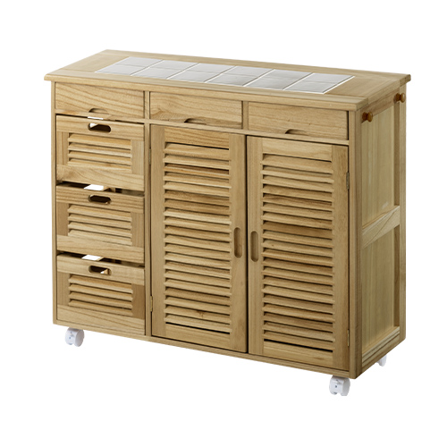 ぼん家具 キッチンワゴン キッチン収納 おしゃれ 木製 チェスト ワゴン