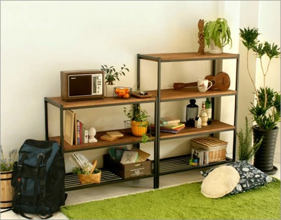 天然木 アイアン 3段ラック 幅86 奥行38 高さ81 棚 ラック シェルフ