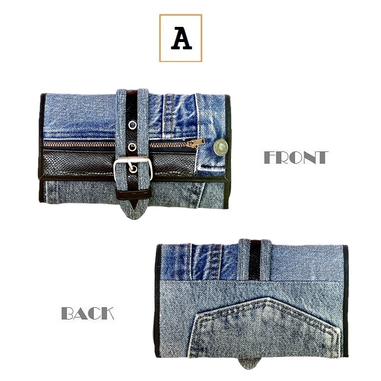 デニム 長財布 ロングウォレット ベルト−A 財布 リメイク ジーンズ