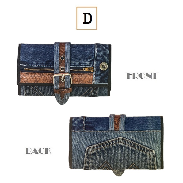 デニム 長財布 ロングウォレット ベルト−A 財布 リメイク ジーンズ