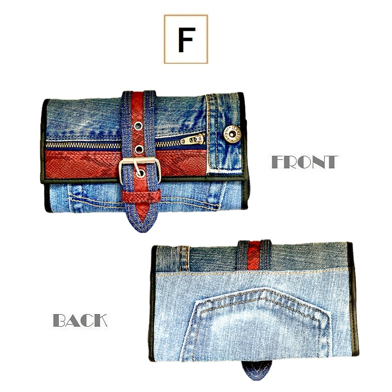 デニム 長財布 ロングウォレット ベルト−A 財布 リメイク ジーンズ