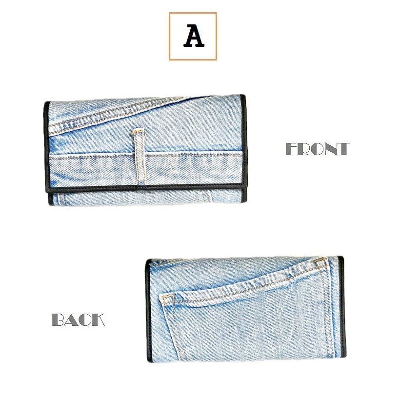 デニム 長財布 ロングウォレット B 財布 リメイク ジーンズ 一点物