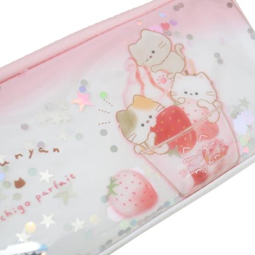 ペンポーチ MOGUNYAN ツインファスナーペンケース いちごパフェ 新入学