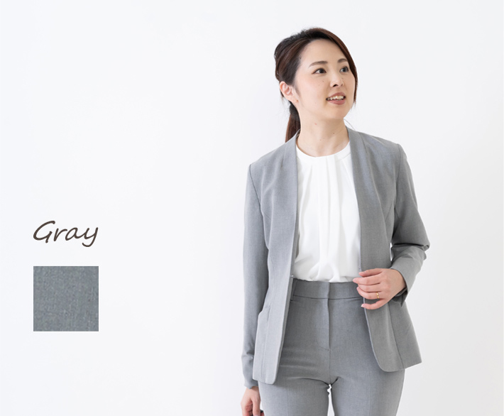 日本製」 ノーカラー ジャケット カラーレス 仕事 オフィス 卒業式