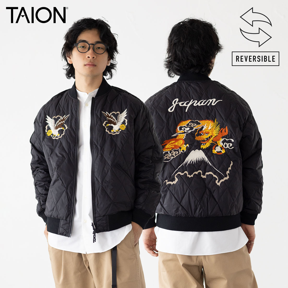 TAION（タイオン） リバーシブル スカジャン ダウン ジャケット