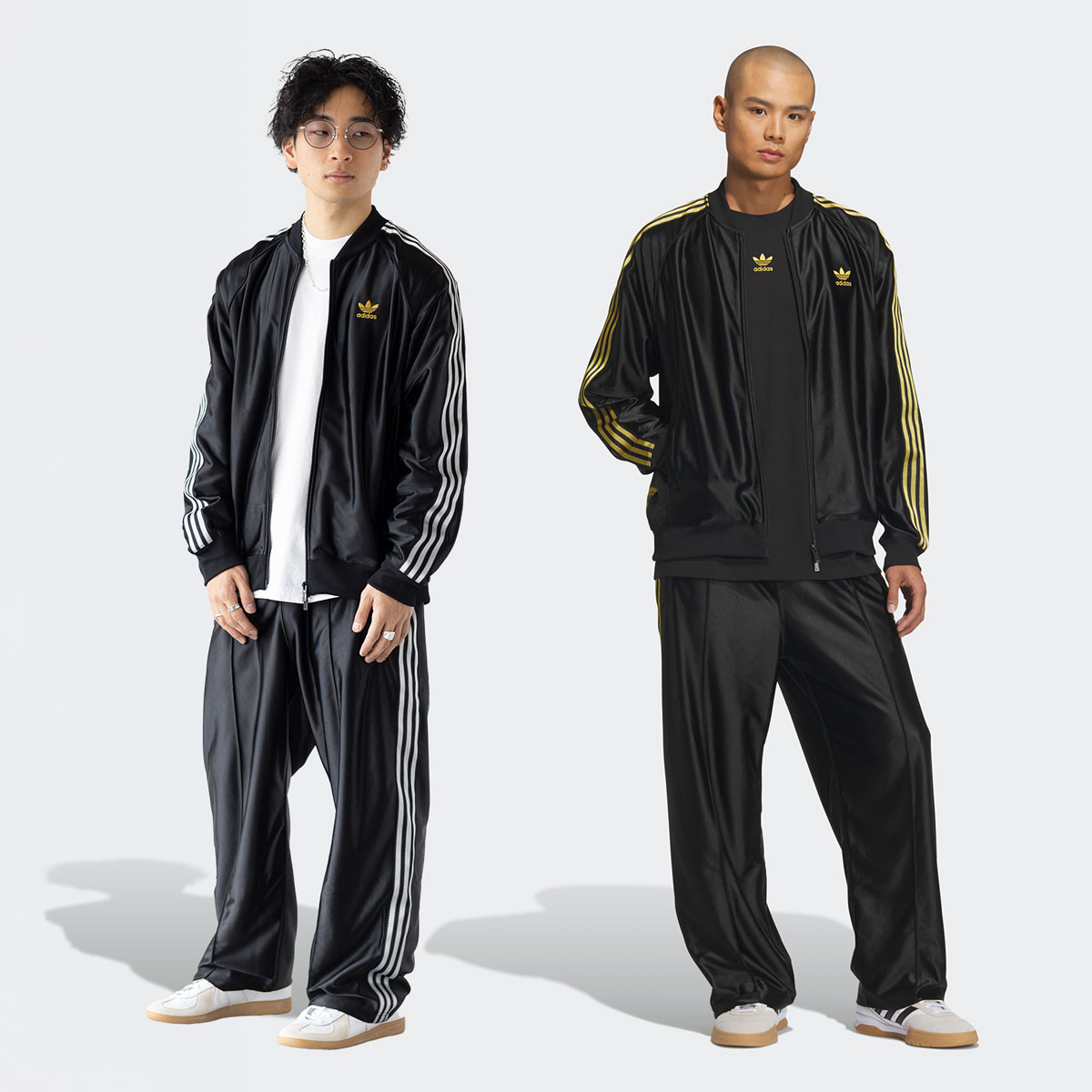 adidas Originals アディダス 光沢 ジャージ 黒×金 上下組 スーパー