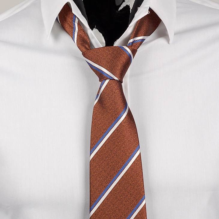 ネクタイ メンズ レジメンタル ストライプ ブラウン 生地 青と白 大剣