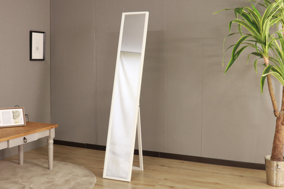 スタンドミラー 全身 幅25×高さ150cm 木目調 （ コンパクト スリム