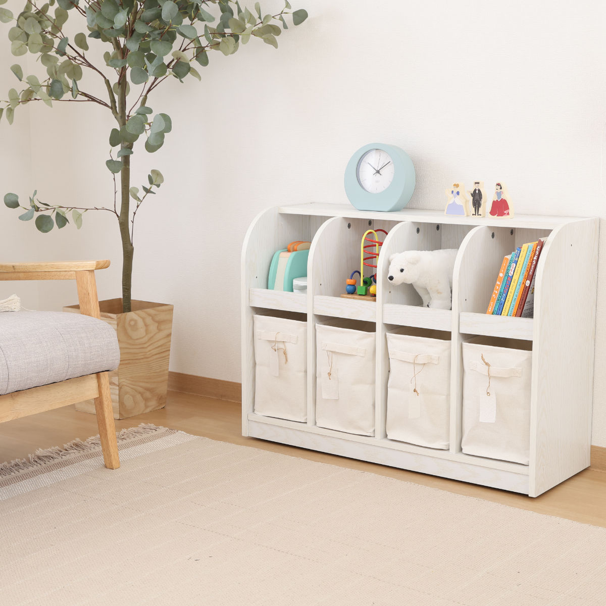 不二貿易（Fuji Boeki） 絵本棚 おもちゃ収納 2段収納 幅86.5cm キッズ