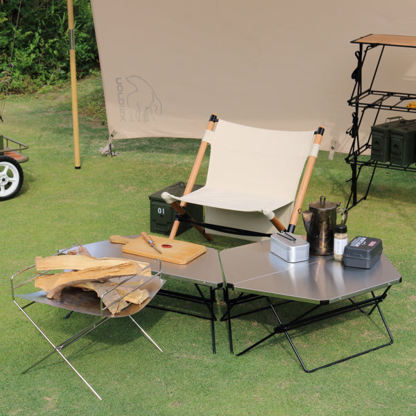 弘益 アウトドア テーブル ステンレストップ 3台 アーチテーブル