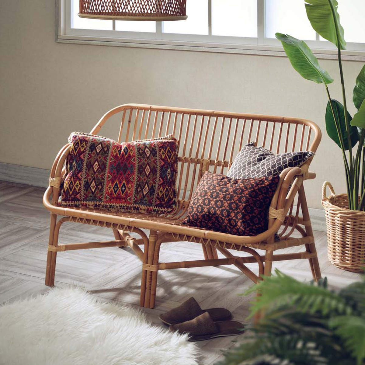 ラタン 2Pソファ Breeze コンパクト 幅110cm （ ソファー ラタンソファ