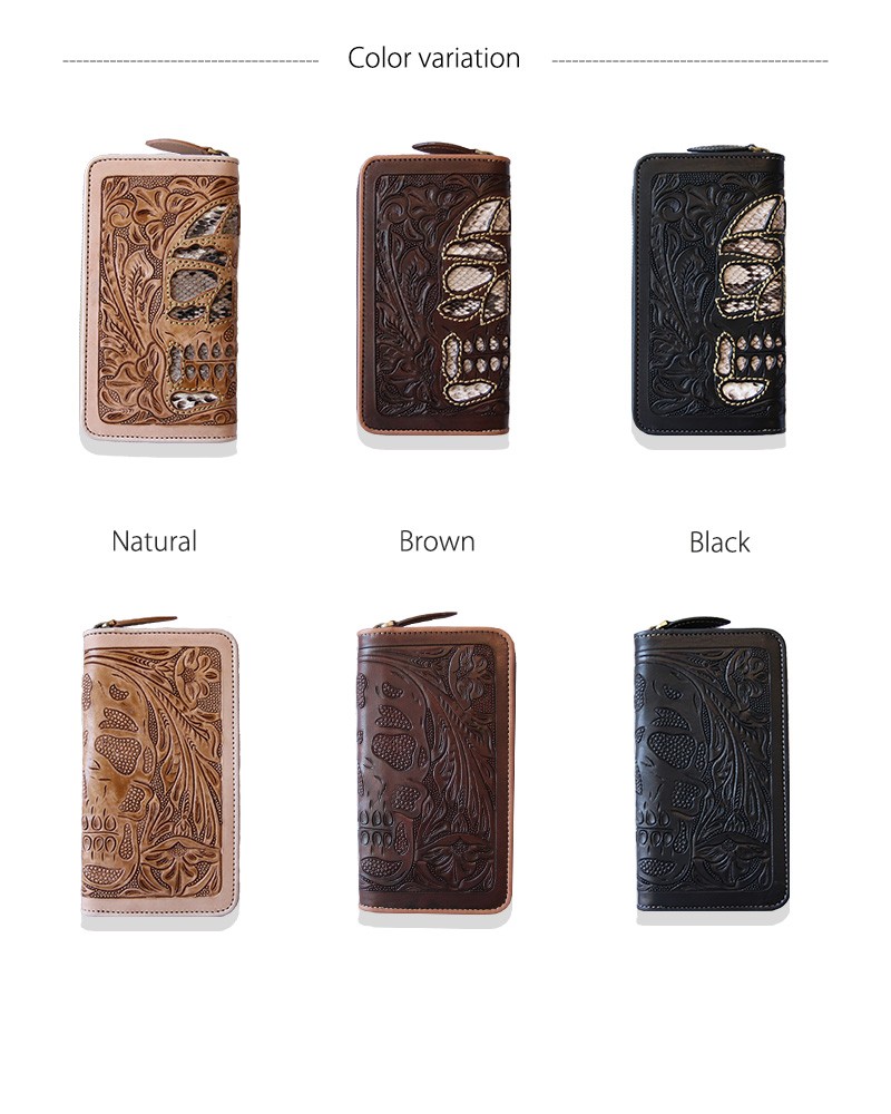 レザークラフト優 レザーウォレット/ラウンドファスナータイプ/サドル