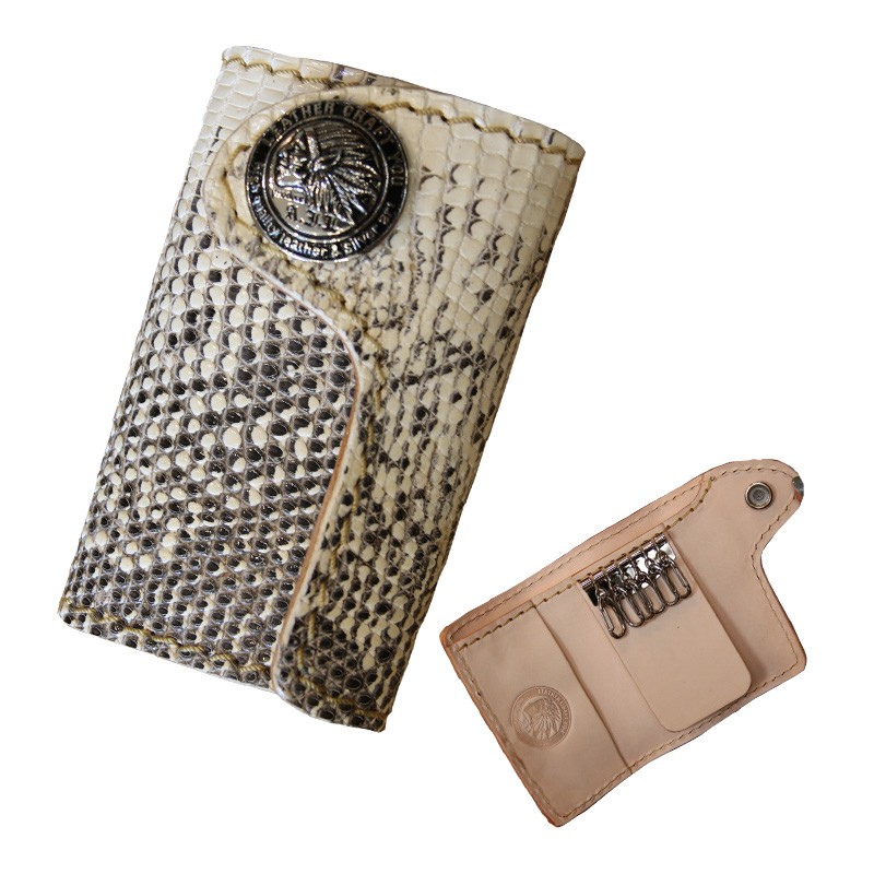 レザークラフト優 キーケース/キーホルダー/リザード×サドルレザー