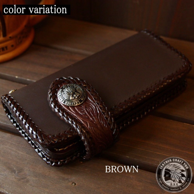 レザークラフト優 カービングウォレットレザーウォレット 長財布