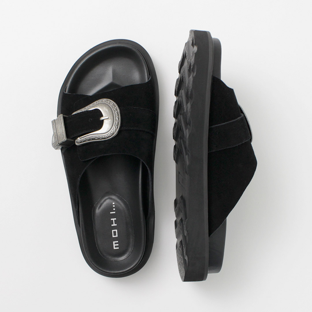 MOHI（モヒ） バックルスエード サンダル / レディース フラット 本革