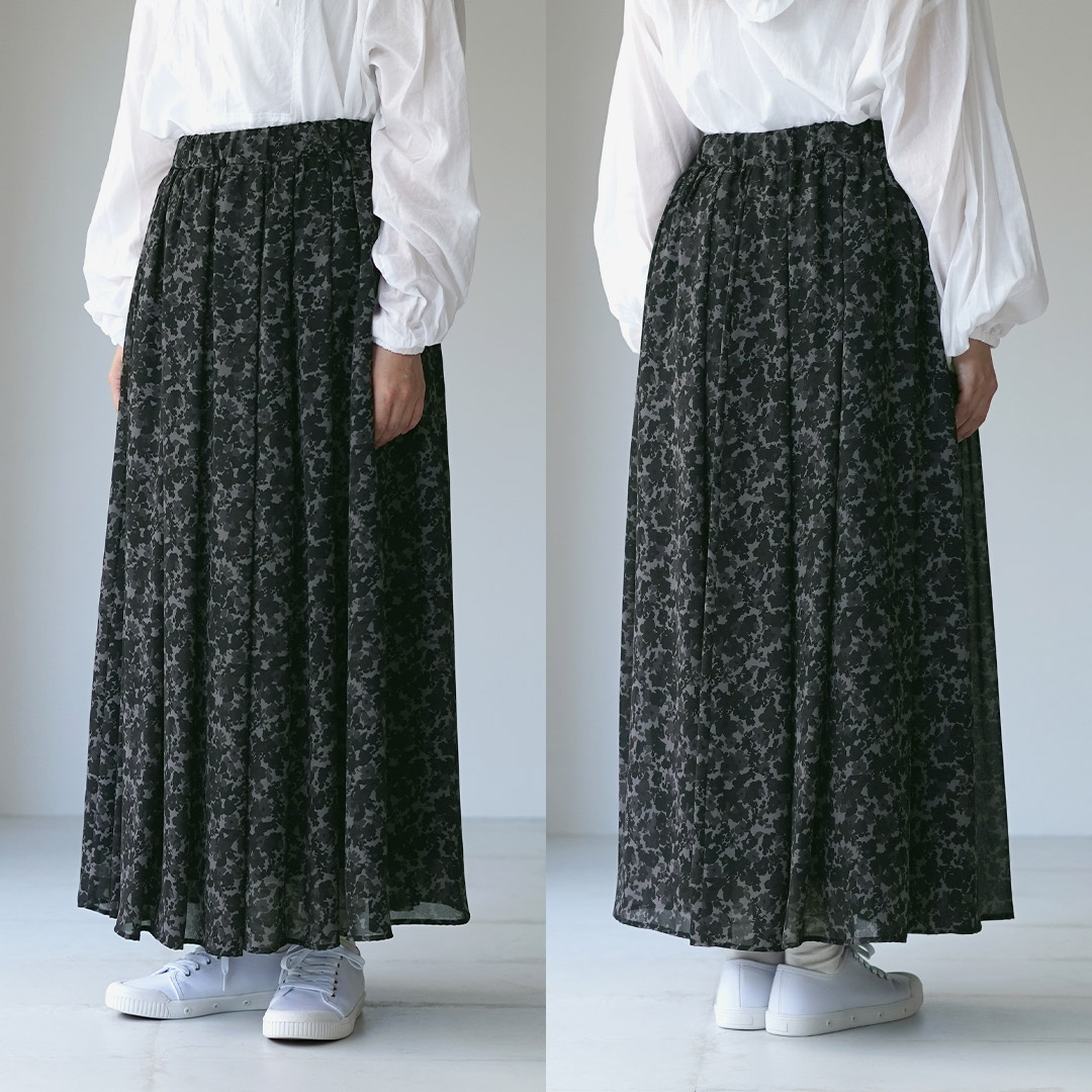 mizuiroind（ミズイロインド） フラワープリント ロングスカート