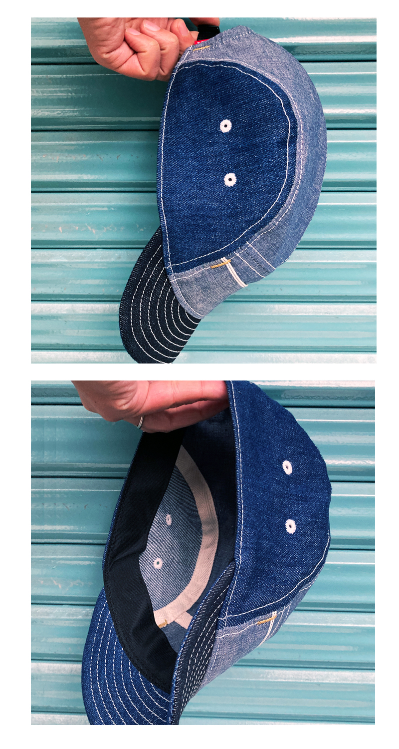 D AND H ヘビーダンガリー&ウォッシュブルーデニム コンビ 短ツバ