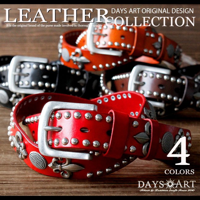 スタッズベルト メンズ 本革 レザー : 革財布・シルバー専門店 Days