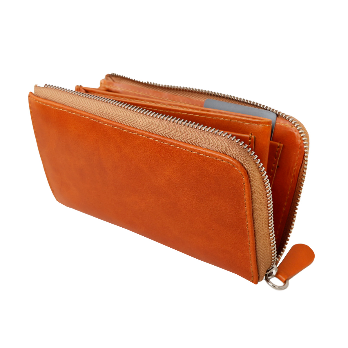 小さい長財布 レザーウォレット メンズ ミニ財布 バロンレザー 本革