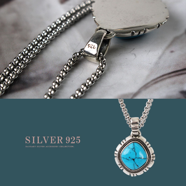 ネックレス シルバー925 メンズ レディース 大ぶり ターコイズ
