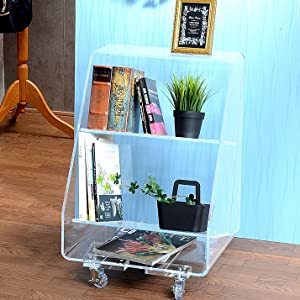 Kuai アクリル マガジンラック 2段式 キャスター付き 透明感 おしゃれ
