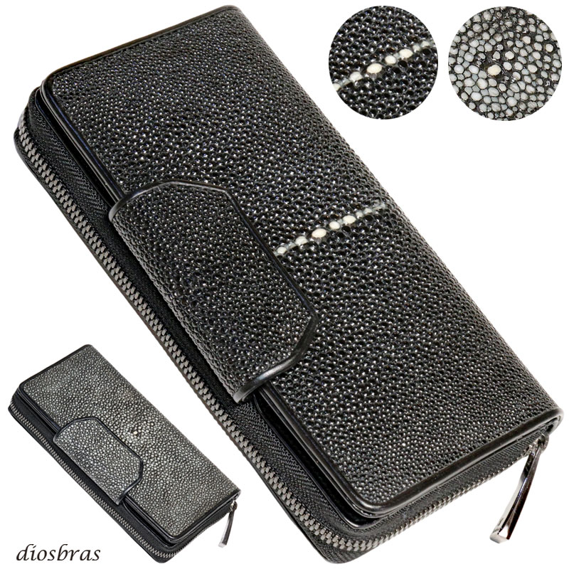 ラウンドファスナー 財布 長財布 エイ革 スティングレイ