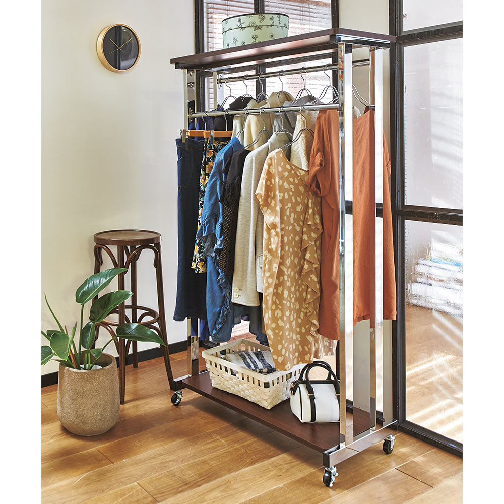 dinos（ディノス） ワードローブ 上下棚付き モダン頑丈ハンガーラック