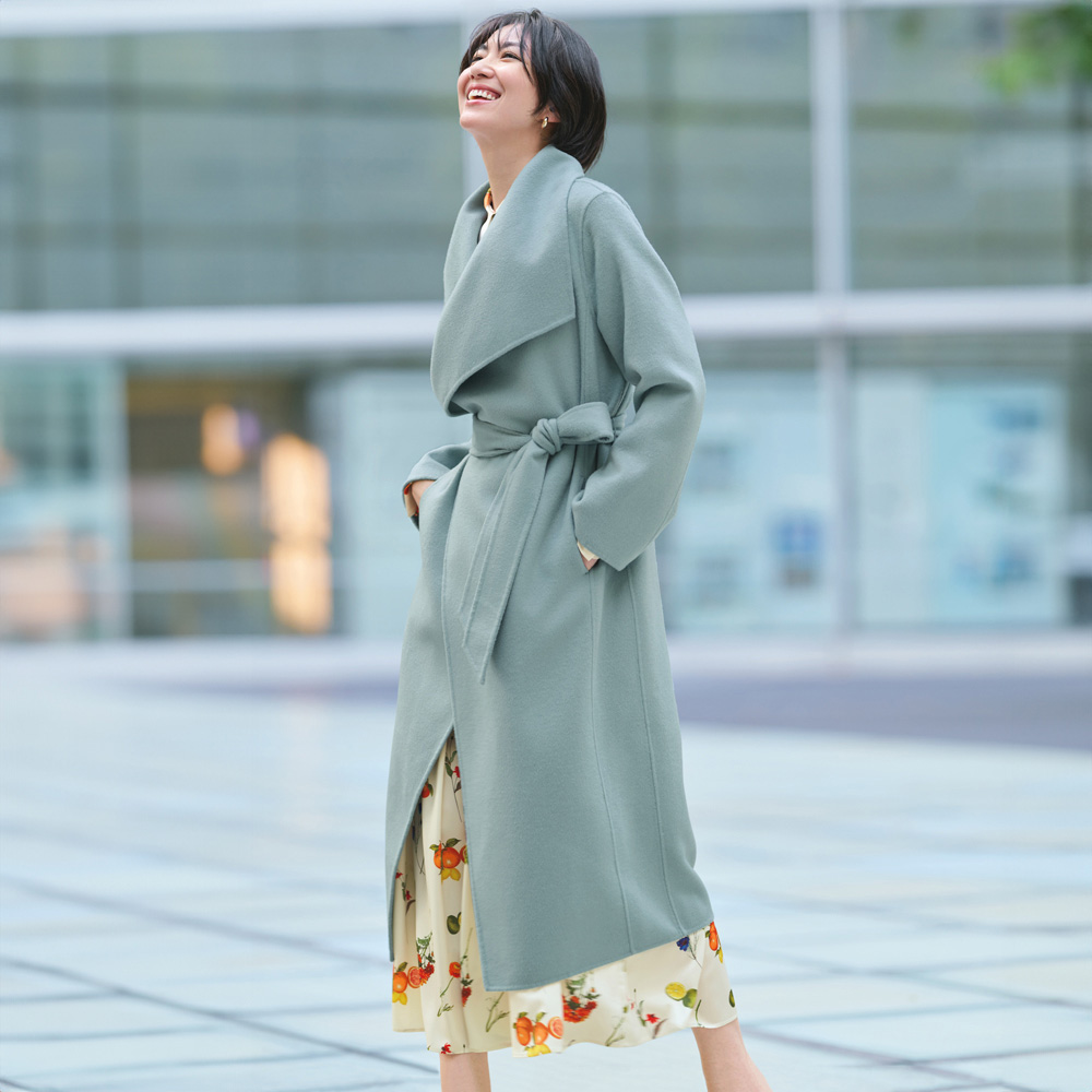 dinos（ディノス） リバー仕立て ショールカラー ロングコート コート