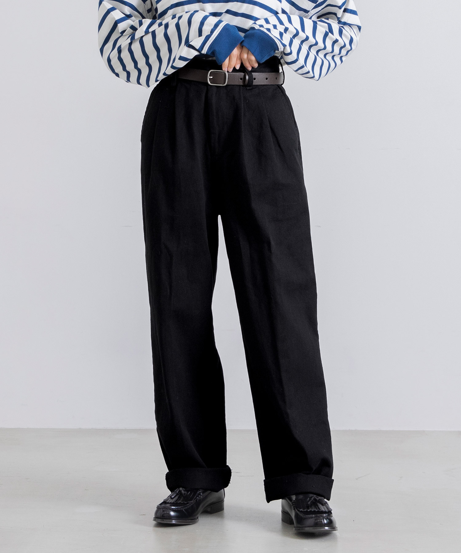 Dita（ディータ） チノパン レディース 黒 仕事用 ワイド テーパード