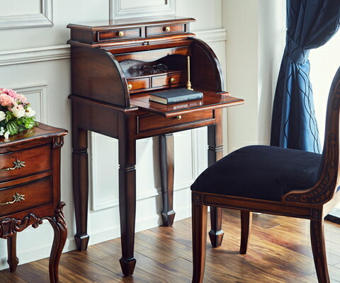 開梱・設置サービス付 マホガニー家具 デスク ビューロー バロック木