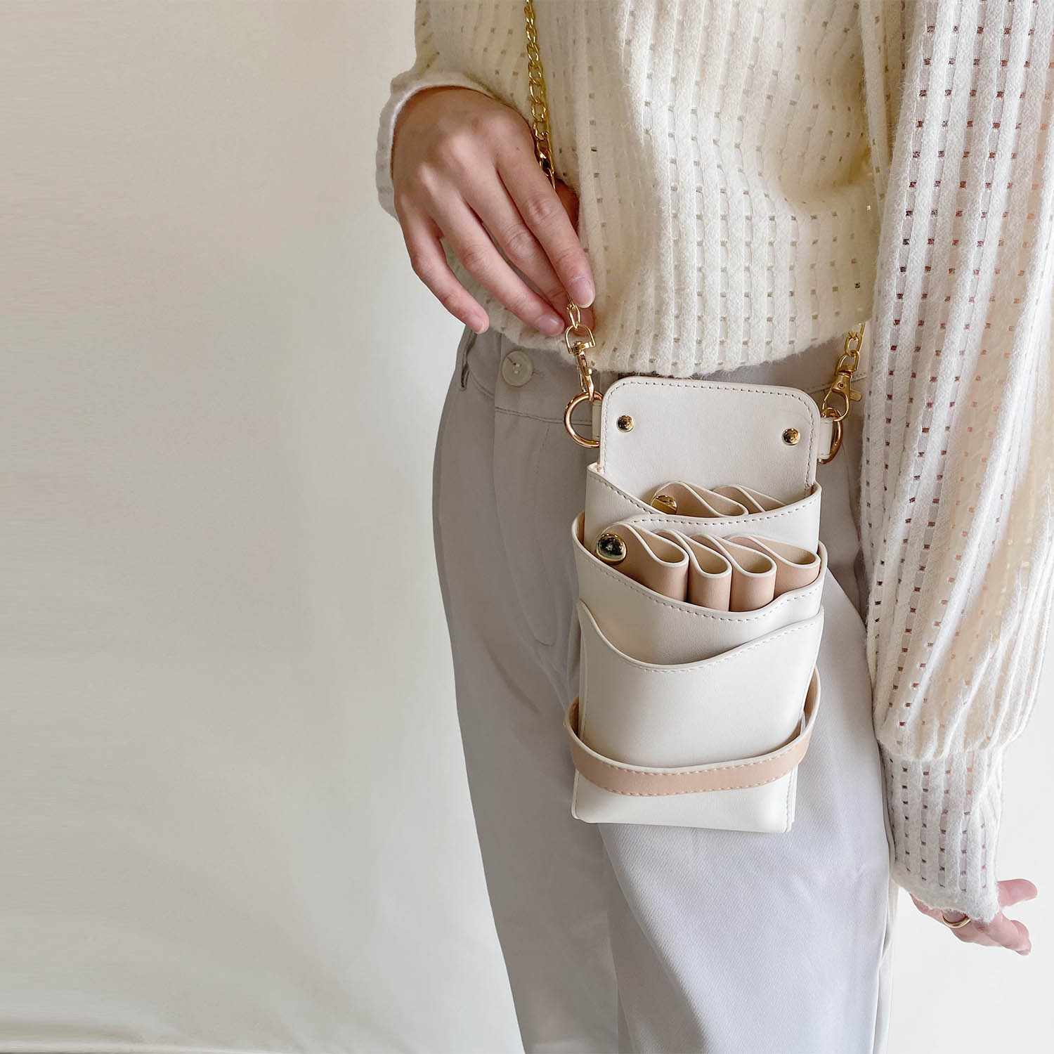 DEEDS シザーケース Luxury Style シエーナ チェーン付き アイボリー