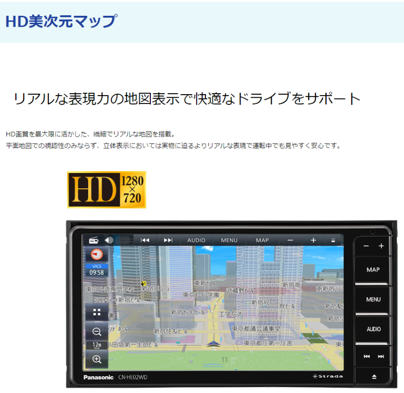 Strada CN-HE02WD パナソニック ストラーダ 7V型 200mmワイド カーナビ