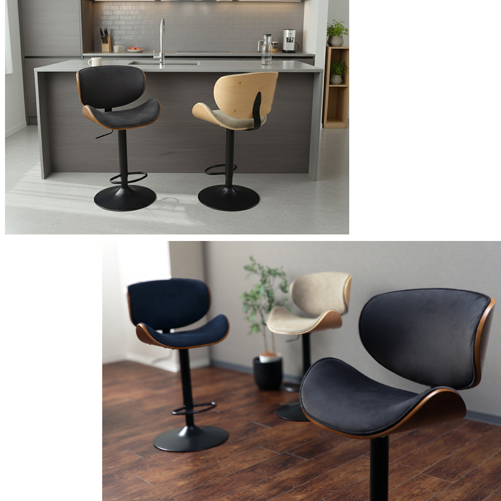 ヤマソロ カウンターチェア 背もたれ付き 曲木 疲れにくい 腰痛 北欧