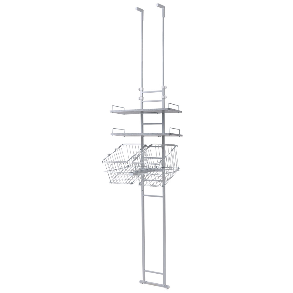 ヤマソロ カゴ付き ランドリーラック 洗濯機 突っ張り式 おしゃれ 幅60