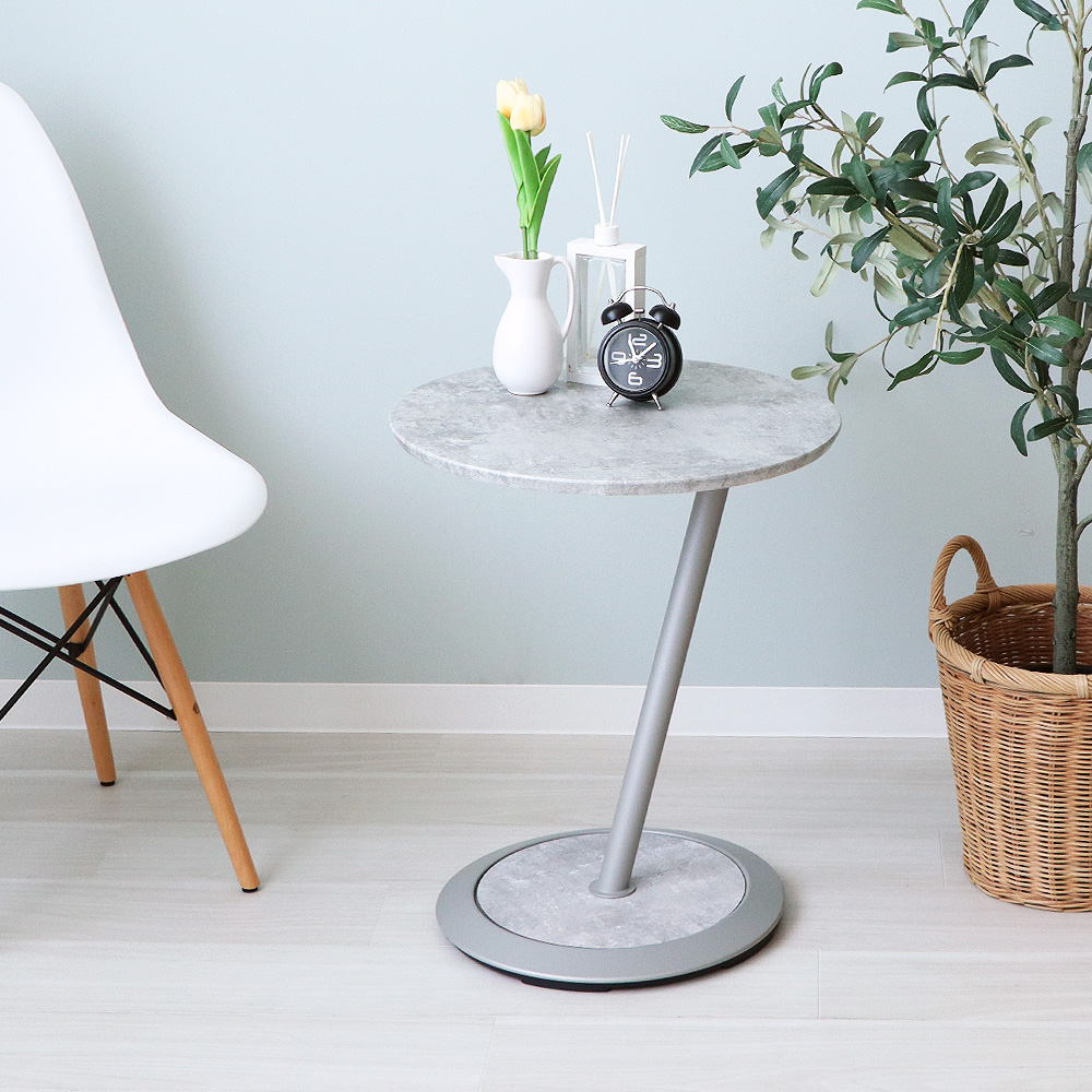 ヤマソロ サイドテーブル 丸 天板 高さ52.5cm 飾り棚 大理石柄